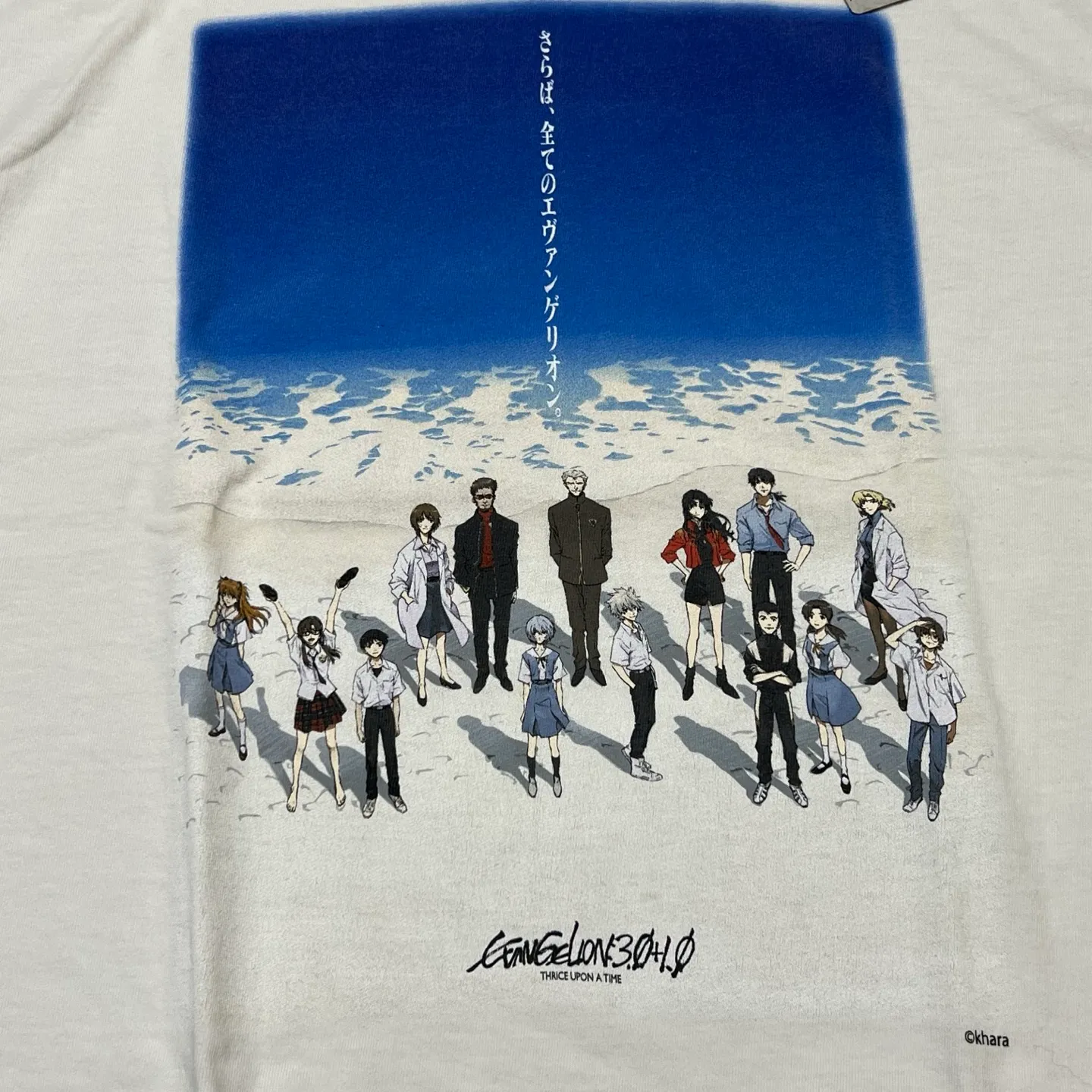 SAINT Mxxxxxx × EVENGELION × GEEKS RULE EV_SS TEE/BLUE/WHT Three-party co-branded Neon Genesis Evangelion co-branded TEE off-white S-XL Made of original OE yarn tube weaving without side seams to distinguish the width of the fabric Original consistent co-branded label/co-branded wash mark/little angel anti-counterfeiting label Top-notch printing technology Repeated pattern making, closely following the original details